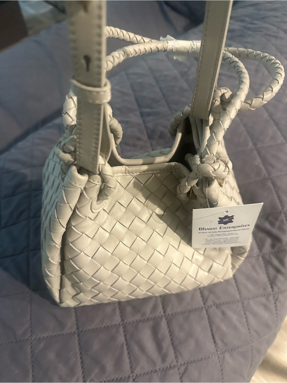 Walter Baker Woven Shoulder Bag in Light Gray-Cream